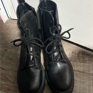 Black Leather Combat Boots